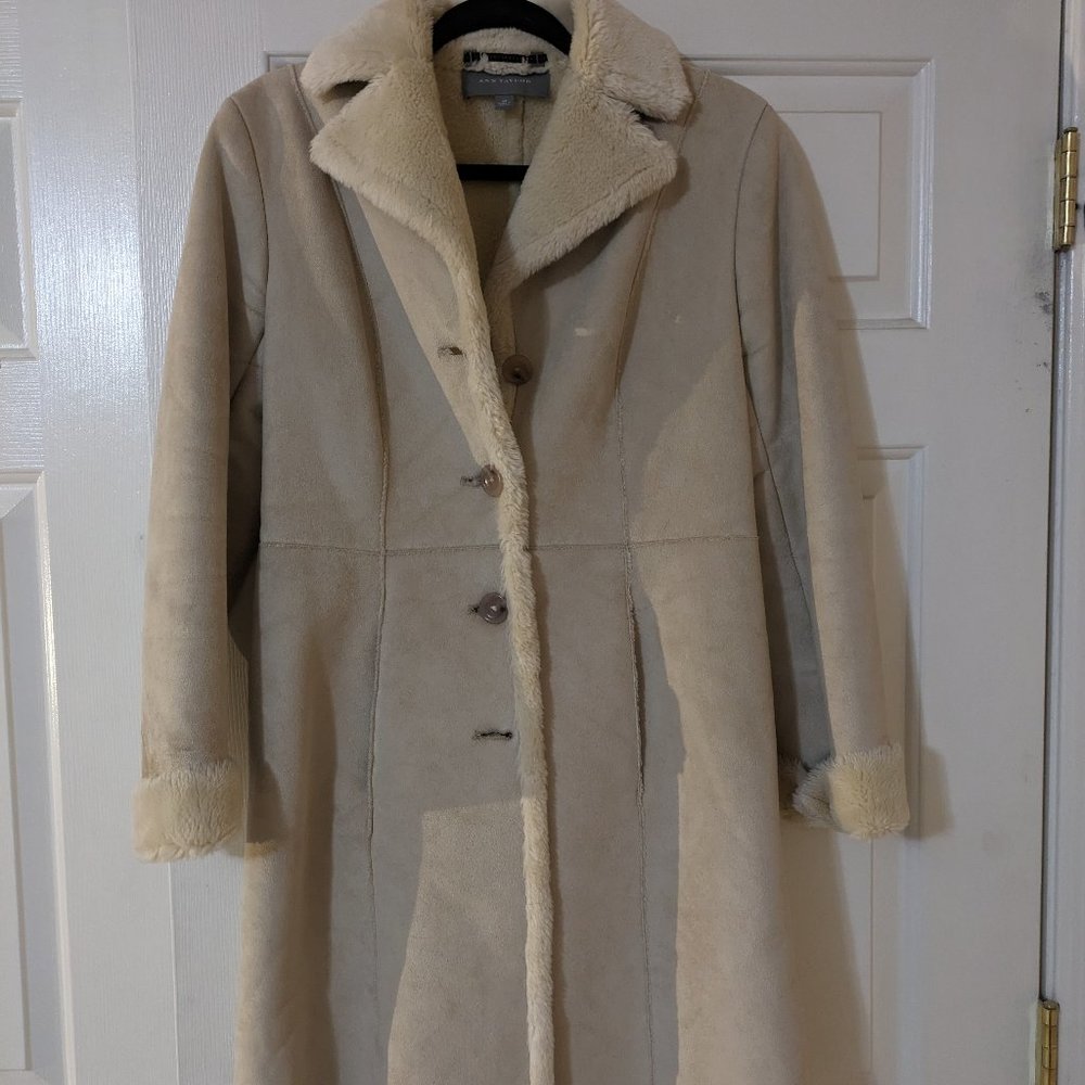 Cream coat with shearling lining